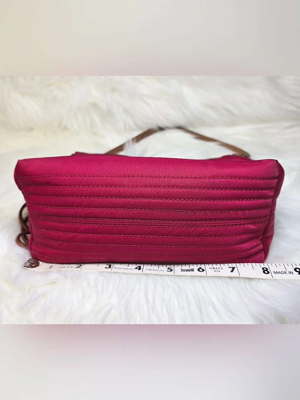 Dooney & Bourke Red Nylon Shoulder Bag Leather Strap